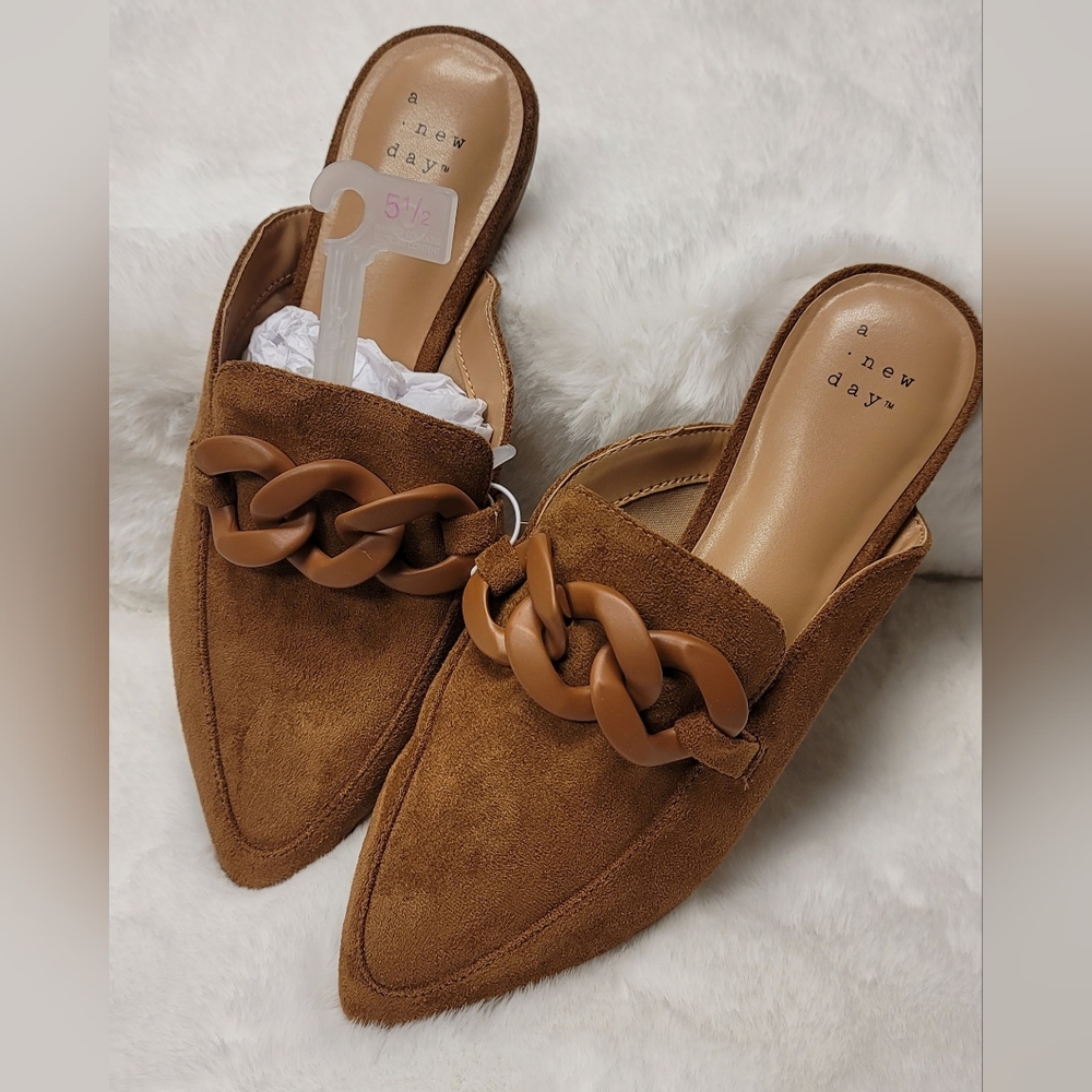 Women's Amber Slip-On Mule Flats- A New Day" Cognac 5.5
